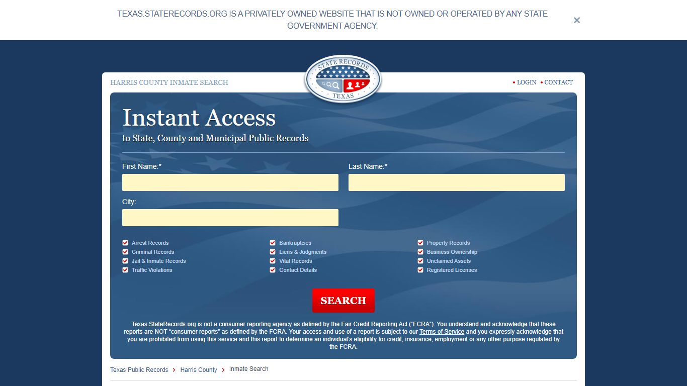 Harris County, Texas Inmate Search | StateRecords.org